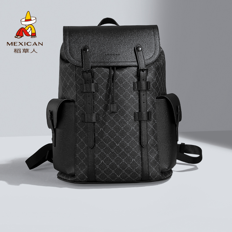 稻草人双肩包新款男士时尚高级感商务电脑背包休闲通勤旅行包书包