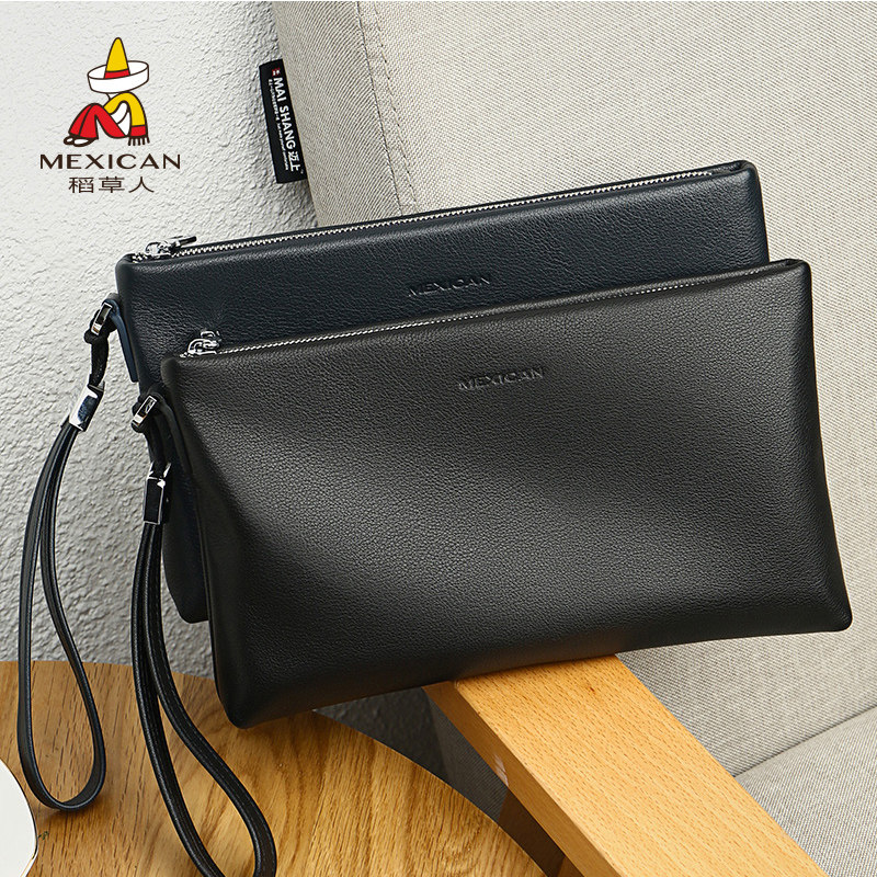 稻草人手拿包真皮男士手机钱包高端2026新款商务休闲手抓包信封包