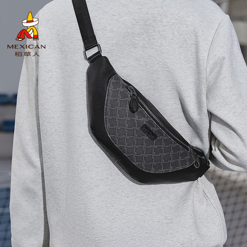 稻草人男士斜挎包2026新款休闲腰包商务通勤单肩背包运动健身胸包