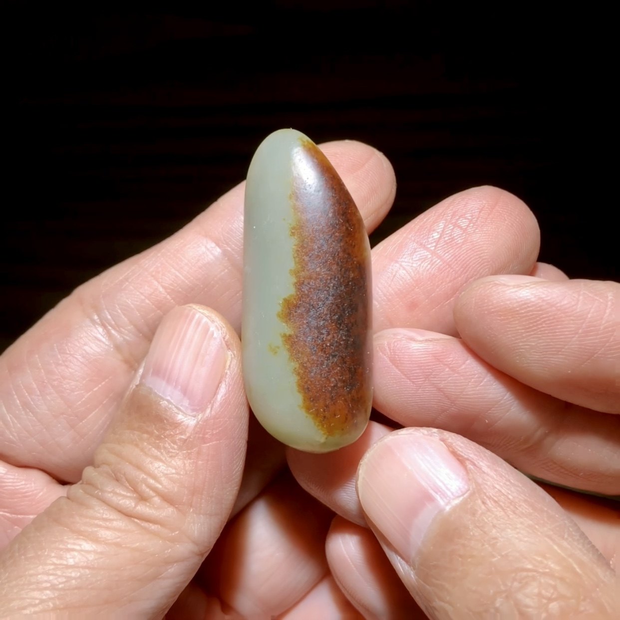 老石头和田玉青白玉籽料原石吊坠双面皮枣红皮籽玉原籽挂件15.9克