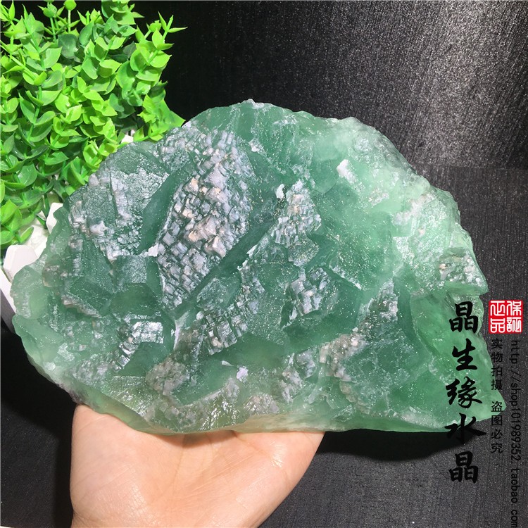 天然阶梯状绿萤石矿物晶体原石矿石宝石科普教学标本收藏实物