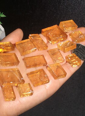 天然黄色方解石小块实物图一组总重60克特价