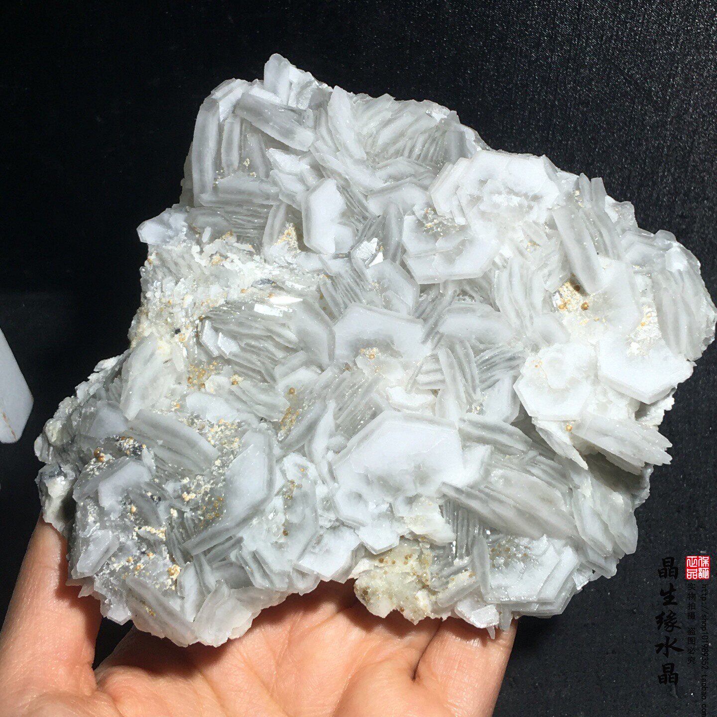 天然福建夹心方解石共生石榴石摆件收藏科普观赏石实物图带荧光