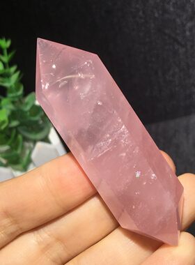 天然粉晶双尖水晶柱消磁水晶装饰品实物图多款可选