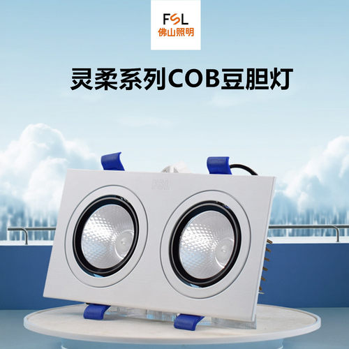 FSL双头COB豆胆灯天花方形射灯