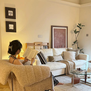 高级感北欧包豪斯客厅装饰画中古风小户型壁画复古抽象组合软装画