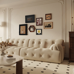 高级感法式中古风装饰画客厅空白墙面抽象实木框挂画异形组合壁画