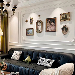 高级感复古美式客厅装饰画法式人物高档组合挂画古小众艺术感油画