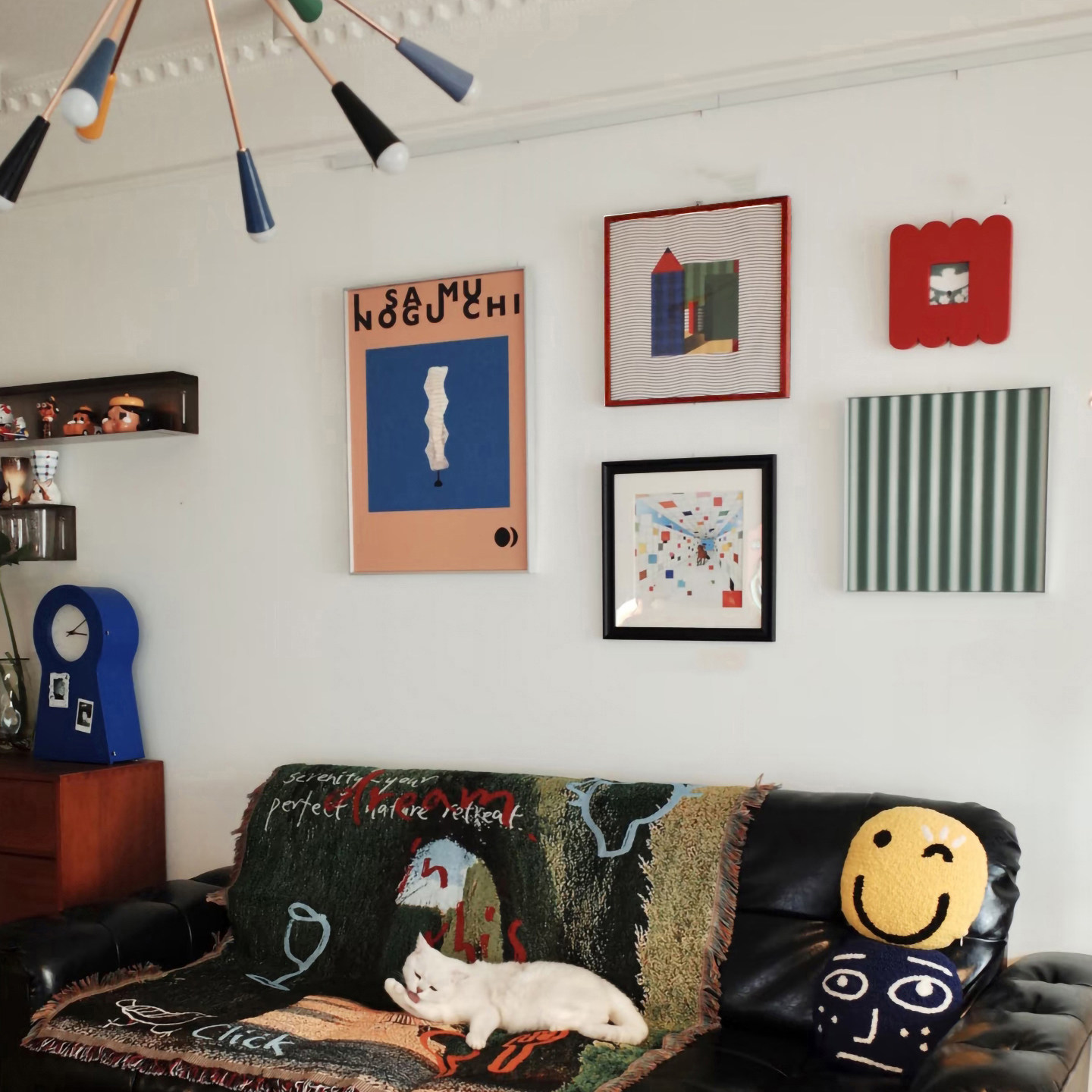 法式中古风复古彩色装饰画多巴胺撞色小众挂画几何抽象客厅餐厅画