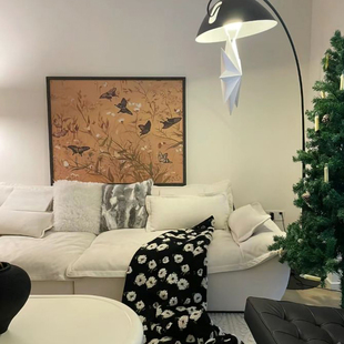 极简中古风客厅饭厅挂画画中式花鸟油画画布装饰画画百蝶图法式中