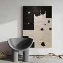 高级感大气客厅手绘油画丙烯立体手工玄关挂画黑白抽象侘寂风挂画