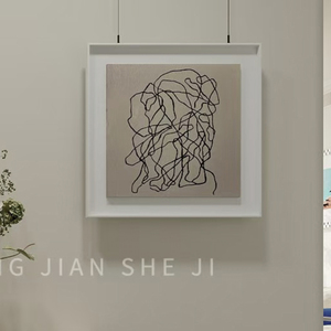 现代极简客厅立体双层画高级感轻奢挂画黑白抽象沙发背景墙装饰画