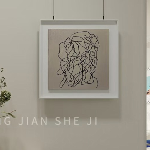 现代极简客厅立体双层画高级感轻奢挂画黑白抽象沙发背景墙装饰画