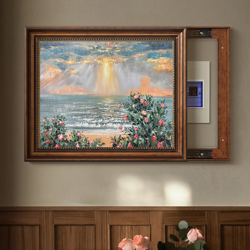 高级感风景推拉掀开电表箱装饰画