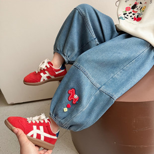 女童春季牛仔裤2026新款儿童洋气韩版时髦长裤春装萝卜裤子灯笼裤