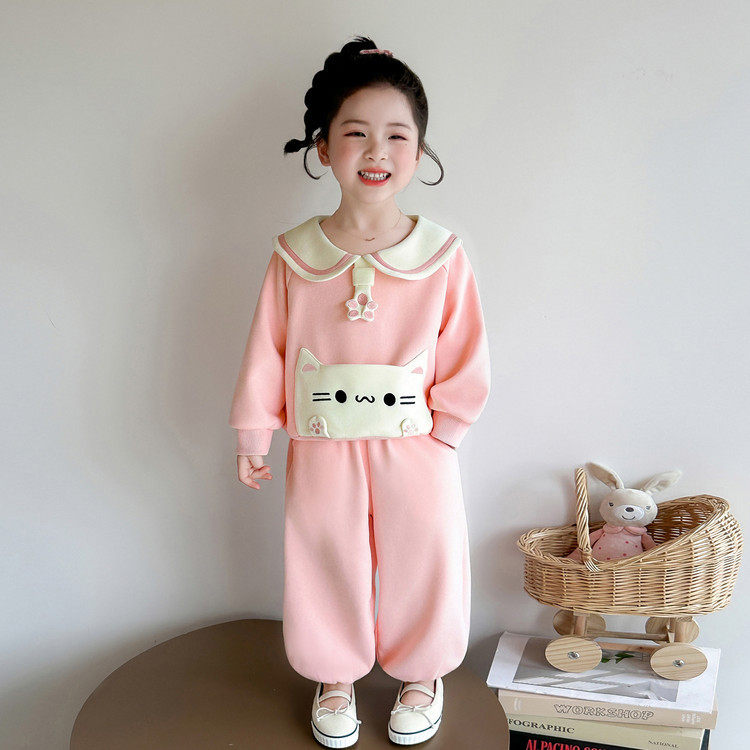 女童套装春秋2026新款韩版儿童休闲卫裤时髦春装小女孩卫衣两件套