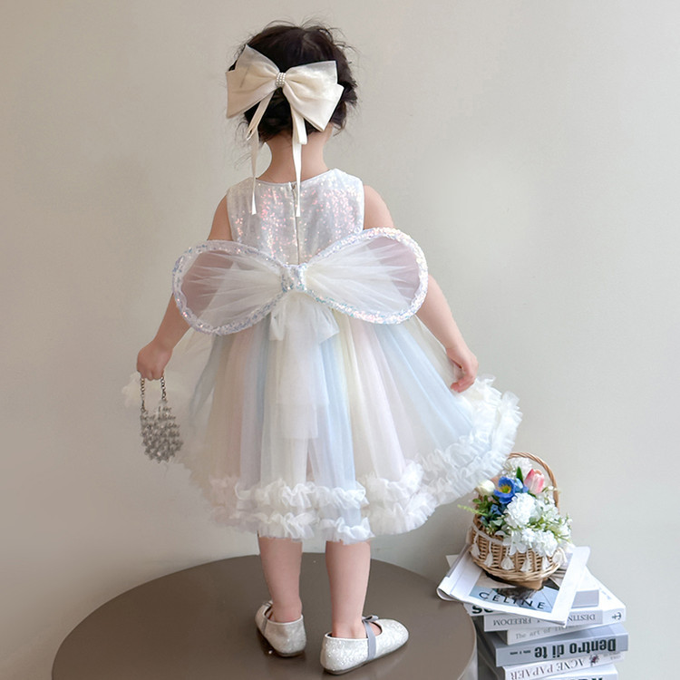女童连衣裙夏季2026新款儿童公主裙洋气翅膀背心裙宝宝礼服纱裙