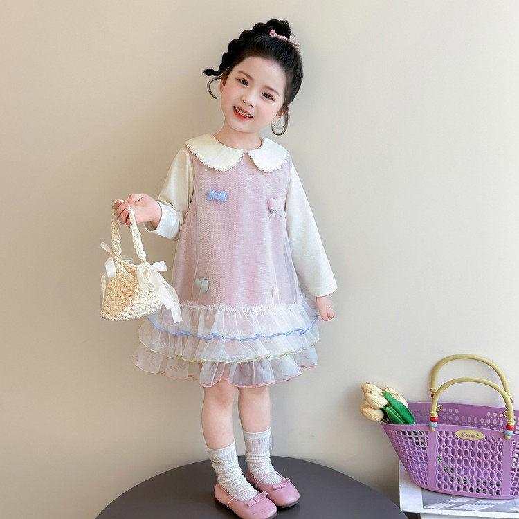 女童春秋季洋气儿童背心连衣裙套装2026新款女宝宝春装小香风裙子