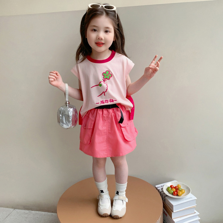 女童夏季背心套装2026新款小女孩卡通裙裤两件套儿童夏款时尚衣服