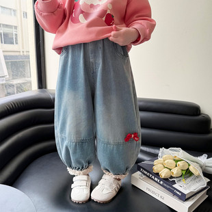 女童春季牛仔裤2026新款儿童洋气韩版时髦长裤春装萝卜裤子灯笼裤