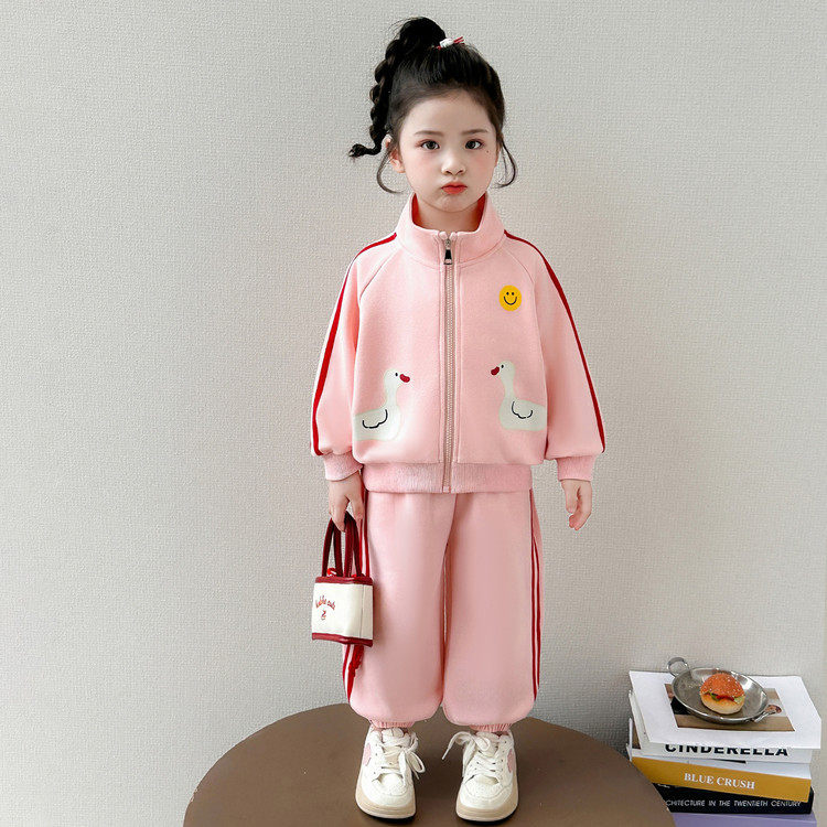 女童套装春装2026新款洋气宝宝休闲外套裤子春季儿童卡通两件套潮