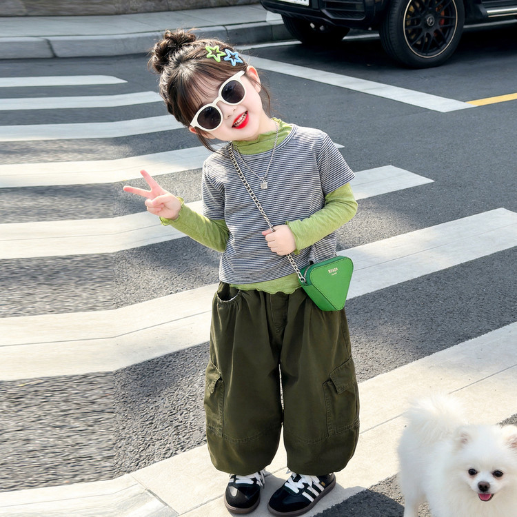 女童秋装工装套装2026新款韩版洋气时髦休闲小女孩春秋长袖三件套