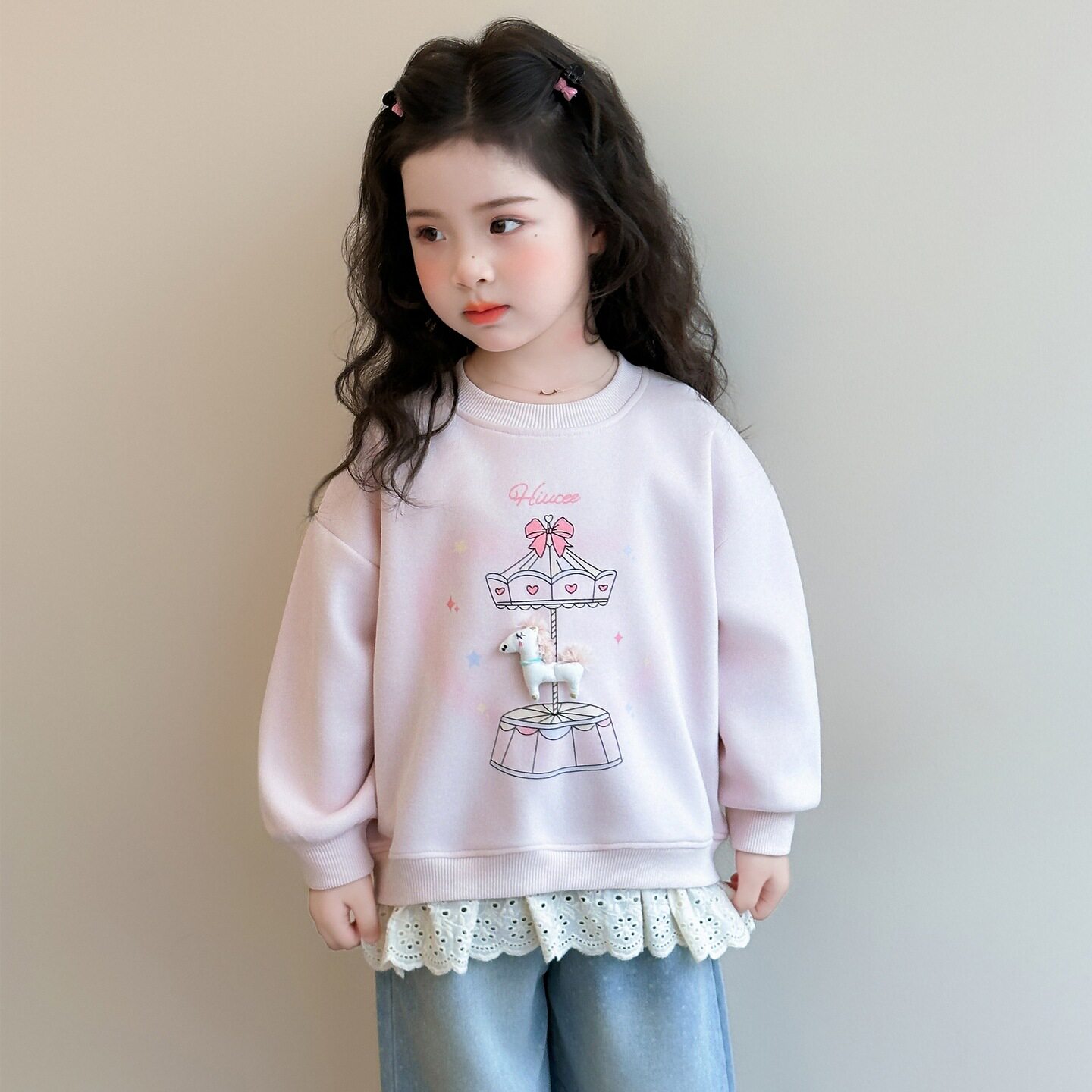 女童卫衣春秋季2026新款洋气时髦儿童春装长袖女宝宝韩版休闲上衣