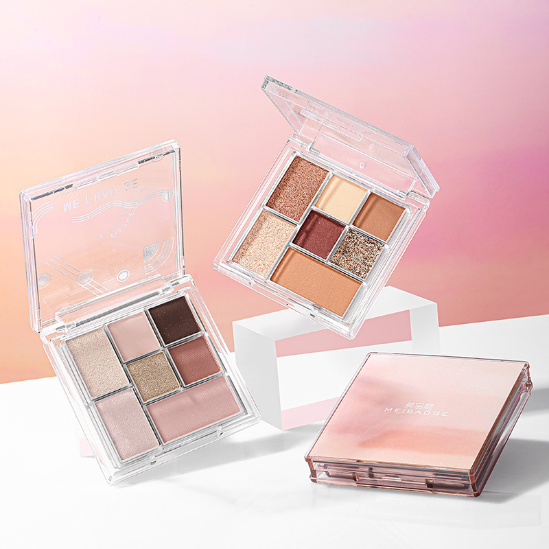 MEIBAOGE微光透明七色眼影盘大地色珠光哑光彩妆ins眼影现货批发