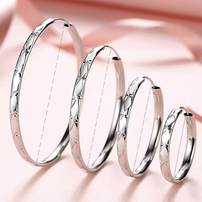 热卖巧兰轩新品925纯银针时尚潮流夸张大耳环耳圈 网红气质耳饰品
