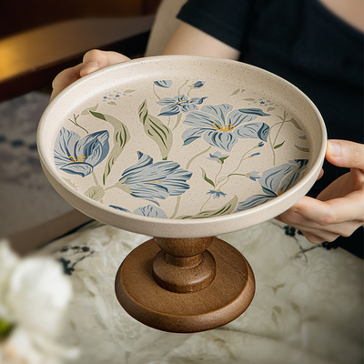 原创设计款中式木质高脚盘水果盘