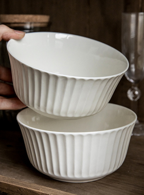 巷子尾〖19.99两个!诺佰面碗〗6英寸陶瓷碗ins白沙拉碗早餐泡面碗