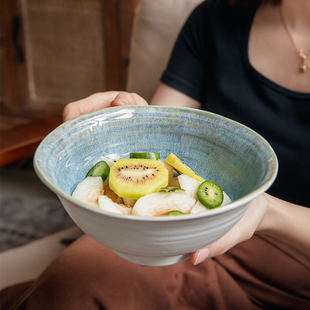 巷子尾〖颜值担当〗7英寸不规则面碗窑变陶瓷碗斗笠碗复古拉面碗