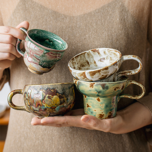 侘寂茶杯粗陶咖啡杯 巷子尾〖国内手作杯集合〗复古斑驳马克杯日式