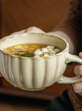 巷子尾〖vintage浮雕咖啡杯〗复古窑变马克杯陶瓷早餐杯燕麦杯子