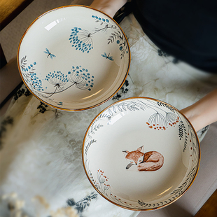 巷子尾〖特别漂亮 菜碗〗8.5英寸陶瓷深盘不规则沙拉盘家用汤盘