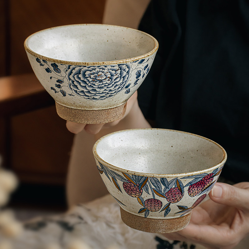 巷子尾〖复古做旧〗手工粗陶5英寸高脚碗民宿饭碗甜品碗喝汤小碗,餐饮具,碗,淘宝优惠券,粉丝福利购,淘宝优惠卷