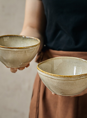 巷子尾〖怀旧感米饭碗〗异形陶瓷饭碗特色日式家用小碗家庭专用碗