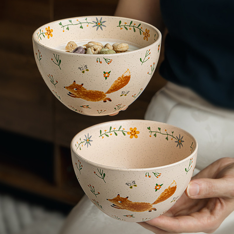 巷子尾芝麻釉陶瓷饭碗可爱儿童碗图片