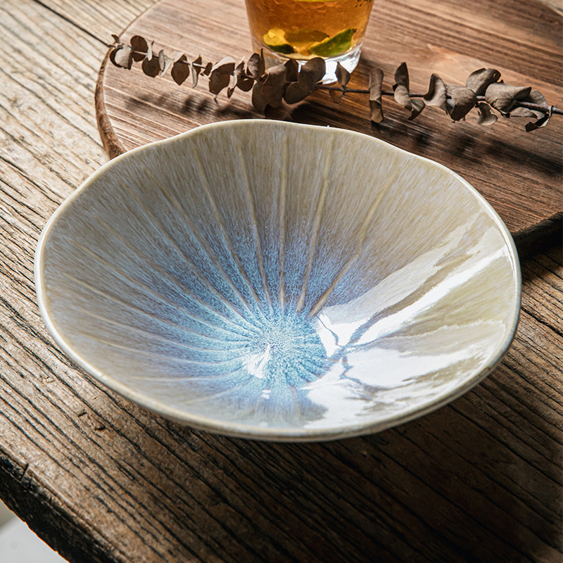 巷子尾绝美窑变釉不规则陶瓷菜碗