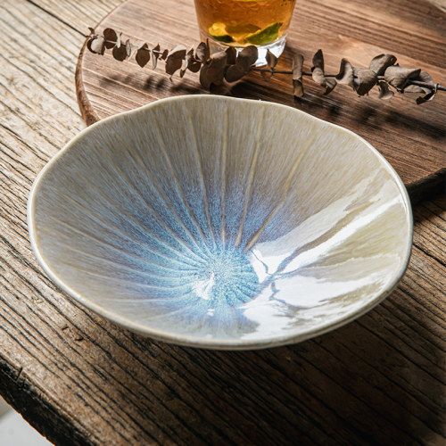 巷子尾绝美窑变釉不规则陶瓷菜碗