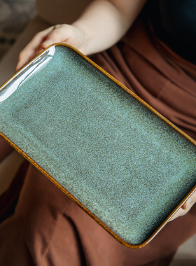 巷子尾〖复古质感〗长方形小吃点心盘子陶瓷火锅配菜盘日式寿司盘