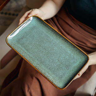 巷子尾〖复古质感〗长方形小吃点心盘子陶瓷火锅配菜盘日式寿司盘