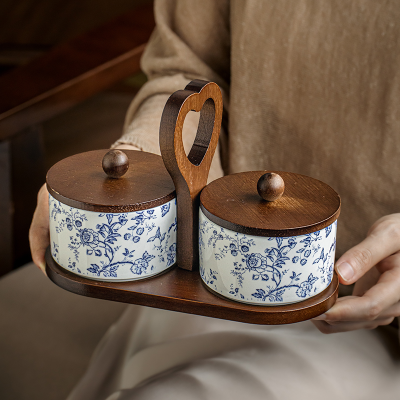 巷子尾精致分格小提篮陶瓷水果盘