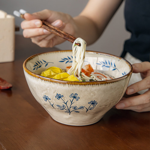 高颜值面碗7英寸浮雕陶瓷拉面碗