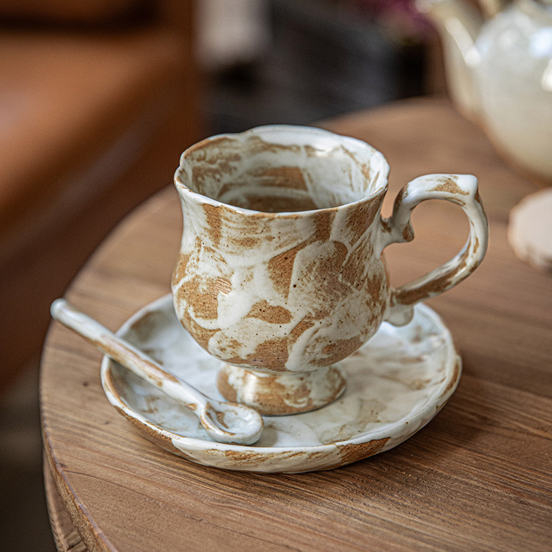 巷子尾〖特别好看的咖啡杯〗中古粗陶杯子马克杯小众咖啡杯碟套装,餐饮具,马克杯,淘宝优惠券,粉丝福利购,淘宝优惠卷