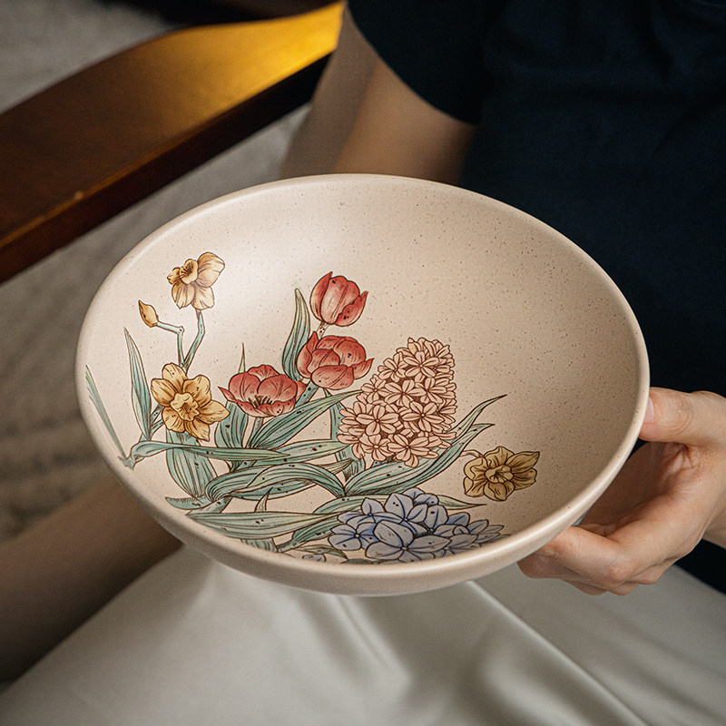 巷子尾〖直戳审美〗高颜值餐具陶瓷菜碗芝麻釉面碗复古敞口沙拉碗