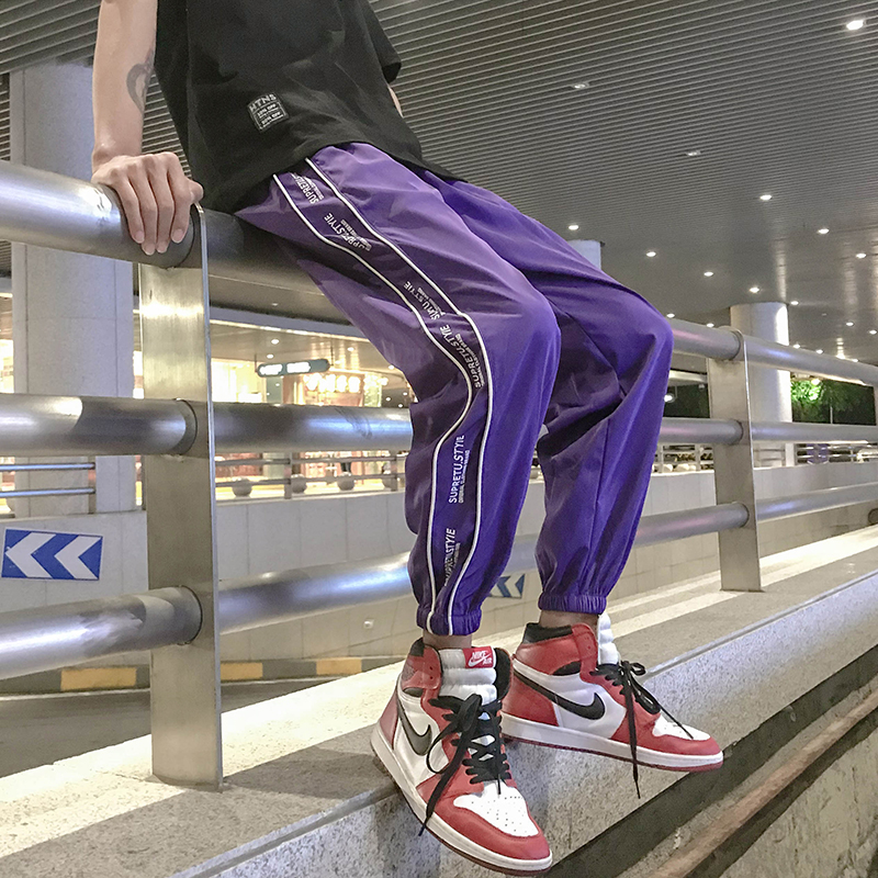 潮牌运动裤男窜标薄款潮流束脚嘻哈宽松街头hiphop裤子欧美情侣女