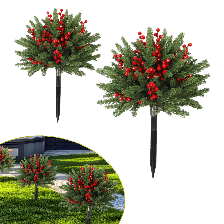 松针红果地插式圣诞装饰品