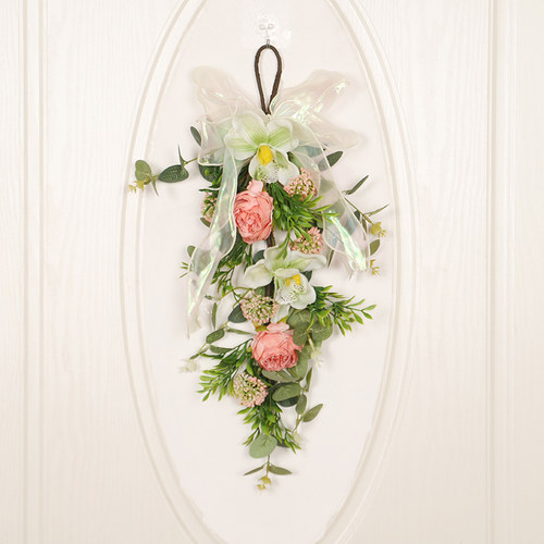 百合山茶花仿真花门挂客厅壁挂