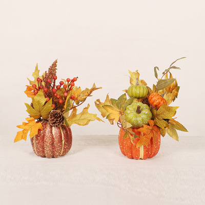 大南瓜摆件仿真花室内装饰
